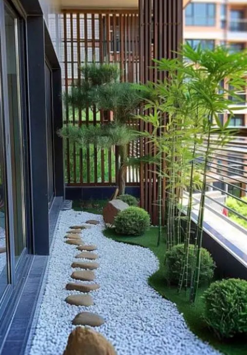 Bambous en jardinière – Aménagement de balcon contemporain balcon contemporain avec bambous en jardinière aménagement moderne