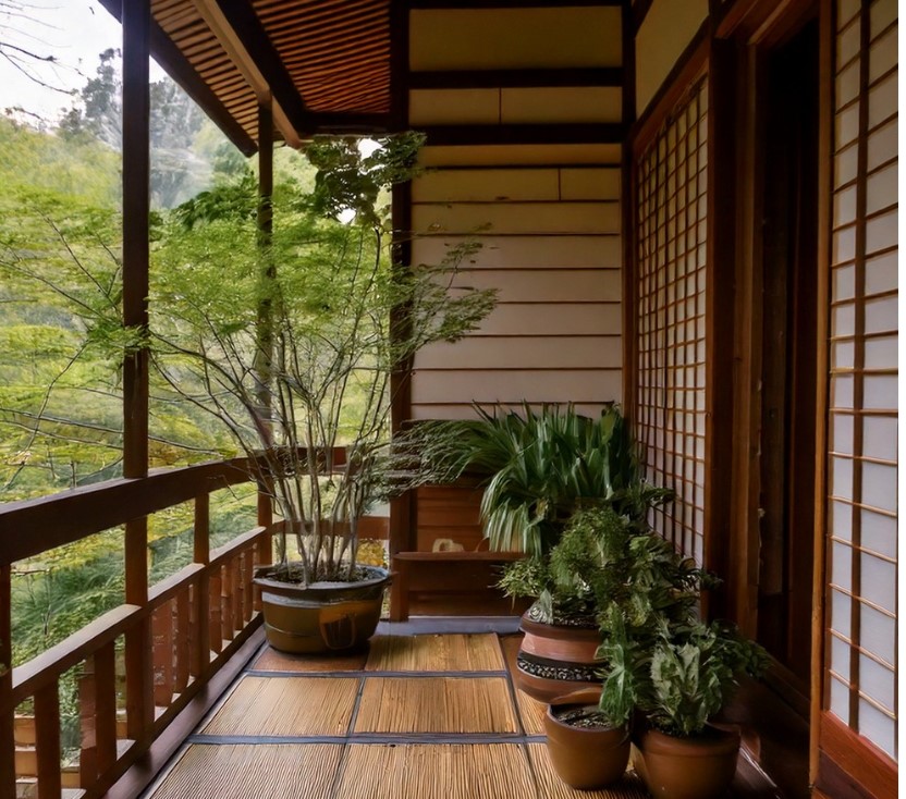 aménagement de balcon minimaliste avec arbre en pot design épuré